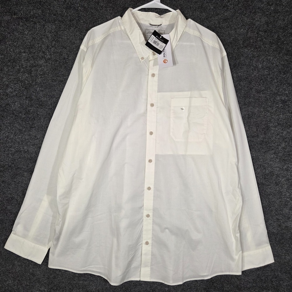 NWT Eddie Bauer Voyager Flex White Button Down Shirt Mens 3XLT Long Sleeve Tall